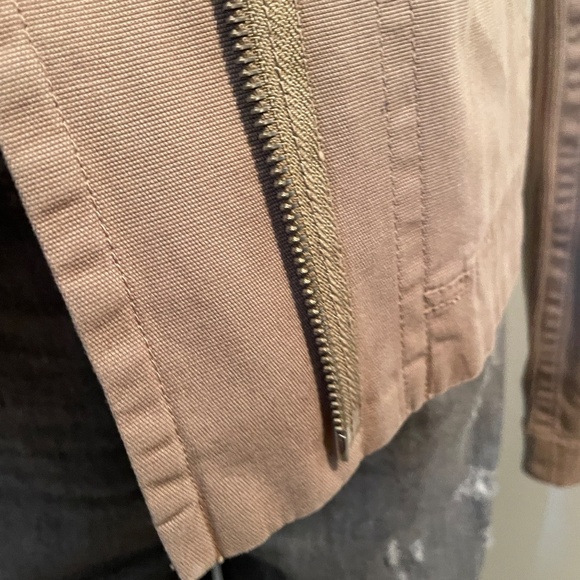 James Perse jacket long sleeve moto jacket cotton blend tan khaki womens small - Picture 2 of 7